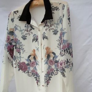 Sheer Cardigan style shirt with Floral Design